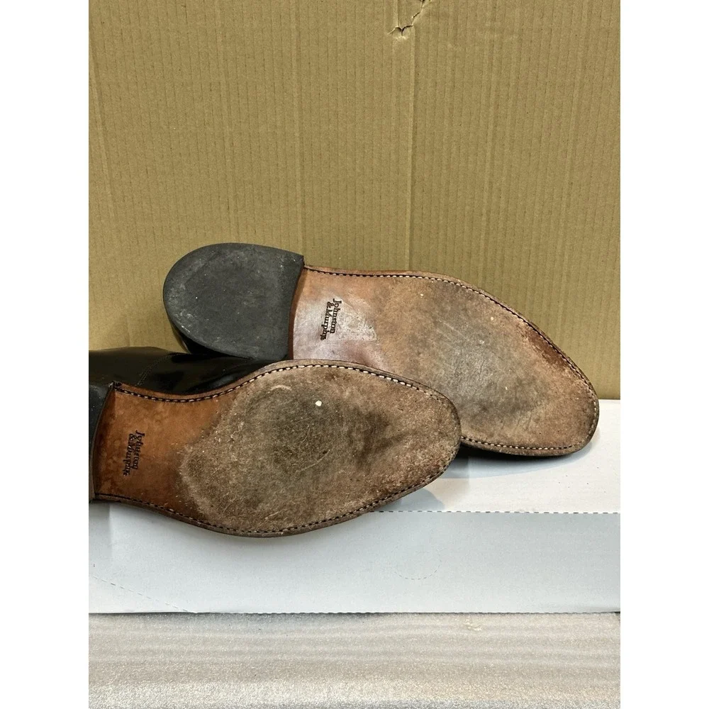 Johnson & Murphy Mens Melton Leather Dress Shoes Size 10 .5 D Made India Lace Up